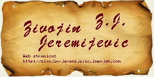 Živojin Jeremijević vizit kartica